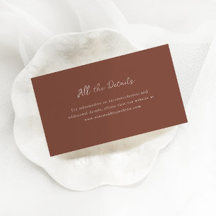 Cartão De Informações Script Russo Detalhes do Casamento Brown