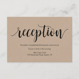 Cartão De Informações Script Russo, kraft preto, Recepção de casamento