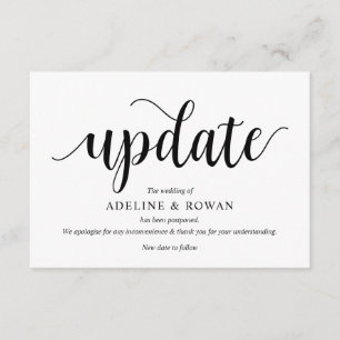 Cartão De Informações Script Russo, Preto, Adiamento de Casamento, Editá