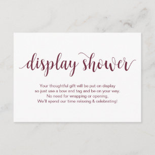 Cartão De Informações Script Rústico, Cor Borgonha, Chá de Exibição