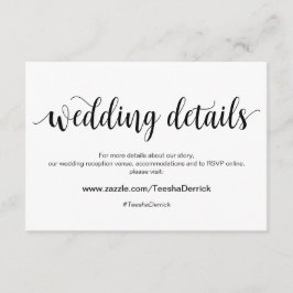 Cartão De Informações Script Rústico, Preto, Detalhes do Casamento, Hash
