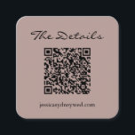 Cartão De Informações Script Simples: Detalhes de RSVP de Detalhes do Có<br><div class="desc">Simples Script Wedding RSVP Detalhes da RSVP Cartão de Gabinete de Código QR em Dusty Mauve</div>