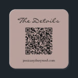 Cartão De Informações Script Simples: Detalhes de RSVP de Detalhes do Có<br><div class="desc">Simples Script Wedding RSVP Detalhes da RSVP Cartão de Gabinete de Código QR em Dusty Mauve</div>