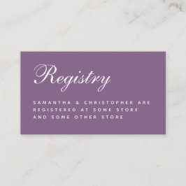 Cartão De Informações Script Simples Dusty Purple do Registro de Casamen