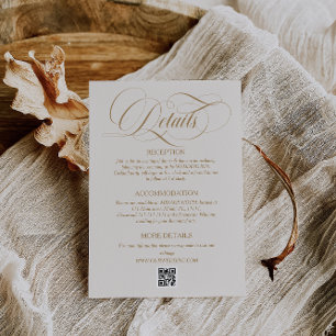 Cartão De Informações Script Simples Elegante Detalhes de Casamento Marf