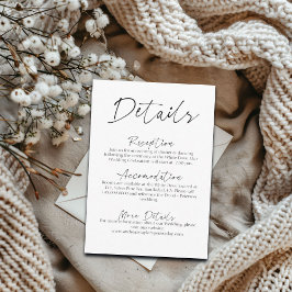 Cartão De Informações Script Simples para Detalhes do Casamento