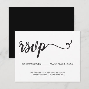 Cartão De Informações Script Simples RSVP Casamento Assento Reservado