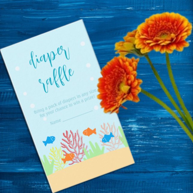 Cartão De Informações Sea Life Chá de fraldas Fralda Raffle (Criador carregado)