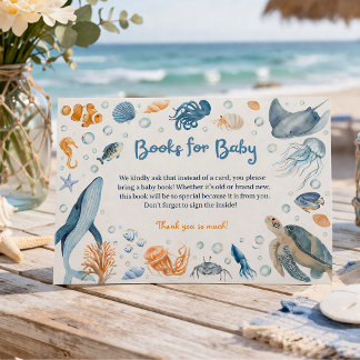 Cartão De Informações Sea You Soon Coastal Baby Shower Book Request