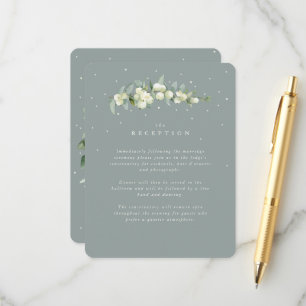Cartão De Informações Seafoam Snowberry+Eucalyptus Recepção de casamento