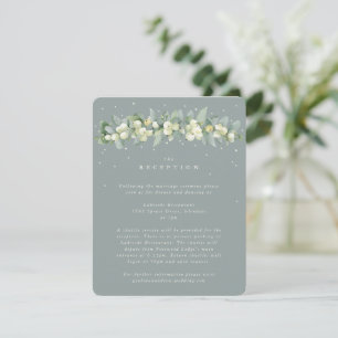 Cartão De Informações Seafoam Snowberry+Eucalyptus Recepção de casamento
