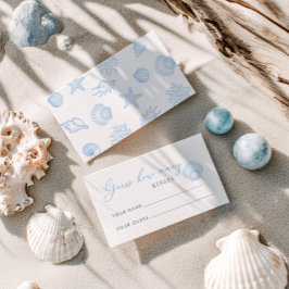 Cartão De Informações Seashell Bridal Shower guess how many kisses