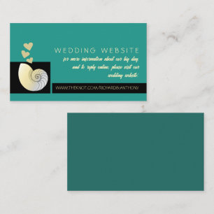 Cartão De Informações Seashell e Hearts, Site de Casamento de Praia