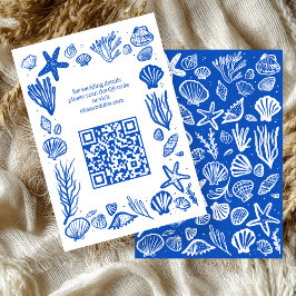 Cartão De Informações Seashells Frame Beach Wedding CUSTOM QR Code