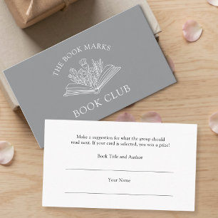 Cartão De Informações Selecione um Livro para o Nome do Clube do Livro