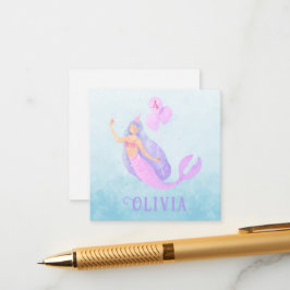 Cartão De Informações Sereia sob o mar Festa Azul de Menina de Aniversár