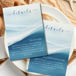 Cartão De Informações Serene Blue Abstract Beach Wedding Details