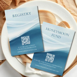 Cartão De Informações Serene Blue Abstract Beach Wedding Registry