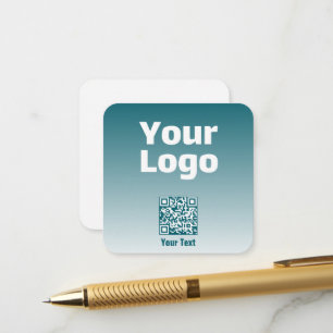 Cartão De Informações Seu logotipo c/ código QR editável & gradiente Omb