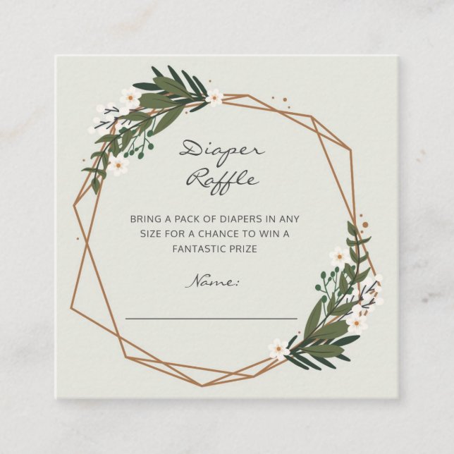 Cartão De Informações Sexo Geométrico Fralda Neutra Chá de fraldas Raffl (Frente)