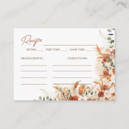 Cartão De Informações Share Recipe Boho Terracotta Floral Bridal Shower
