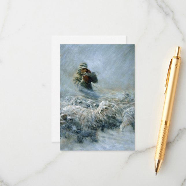 Cartão De Informações Sheep Herder, Tempestade de Newell Convers Wyeth (Frente/Verso In Situ)