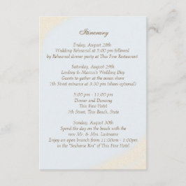 Cartão De Informações Shell Beach Shore Wedding Intinerary