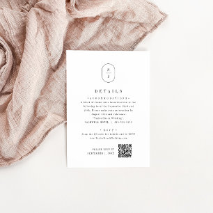 Cartão De Informações SHYLAH Monogramas Simples Preto Branco Casamento