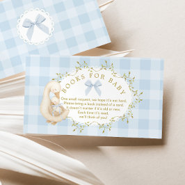Cartão De Informações Silly Goose Blue Bow Gingham Books for baby ticket
