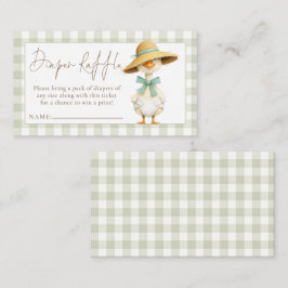 Cartão De Informações Silly Goose Gingham Diaper Raffle Baby Shower 
