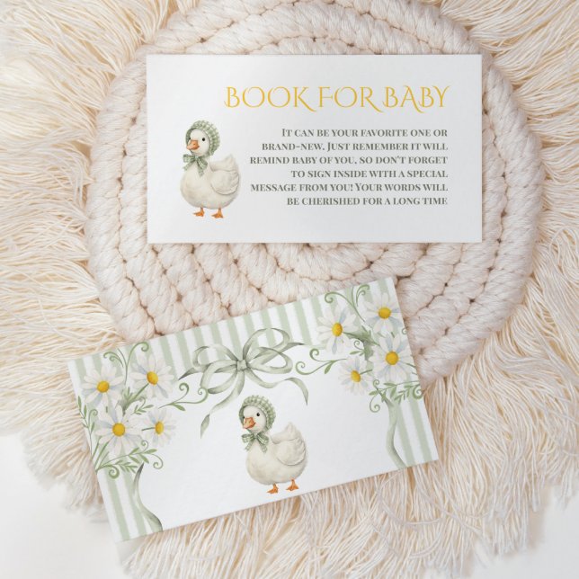 Cartão De Informações Silly Goose Green Neutral Book For Baby Shower (Criador carregado)