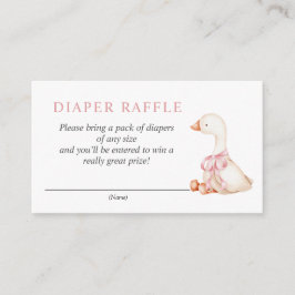 Cartão De Informações Silly Goose Pink Floral Diaper Raffle Card