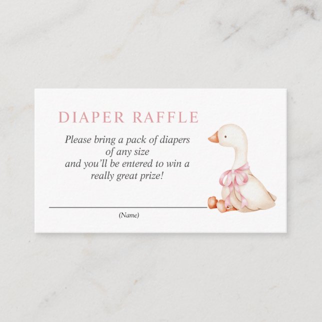 Cartão De Informações Silly Goose Pink Floral Diaper Raffle Card (Frente)