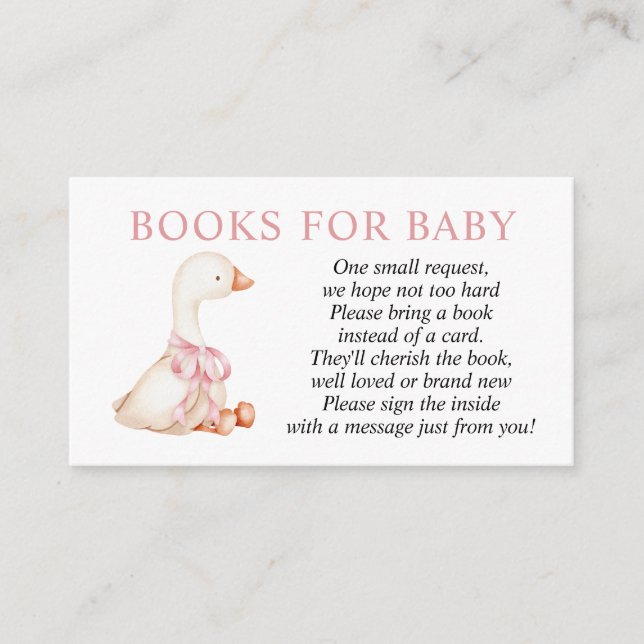 Cartão De Informações Silly Goose Pink Girl Books for Baby insert card (Frente)
