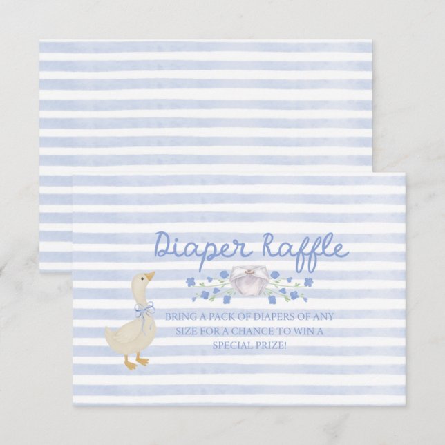 Cartão De Informações Silly Little Goose Baby Shower Diaper Raffle (Frente/Verso)