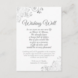 Cartão De Informações Silver Curls em Casamento Branco Bem Poem