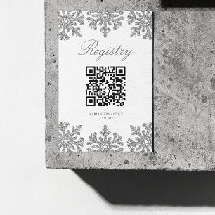 Cartão De Informações Silver Snowflake Winter Quinceanera Registry