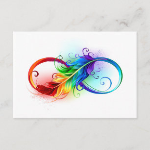 Cartão De Informações Símbolo infinito com pena de arco-íris