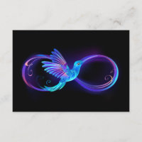 Símbolo Neon Infinity com Hummingbird brilhante