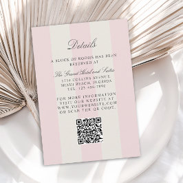 Cartão De Informações Simple Blush Pink Cabana Stripes Wedding Details