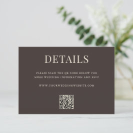 Cartão De Informações Simple Brown Modern QR Code Wedding Details