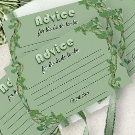 Cartão De Informações Simple Greenery Bridal Shower Advice For The Bride