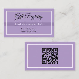 Cartão De Informações Simple Purple Babyshower QRRegistry Enclosure Card