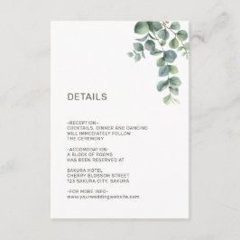 Cartão De Informações Simple Watercolor Leave Greenery Wedding