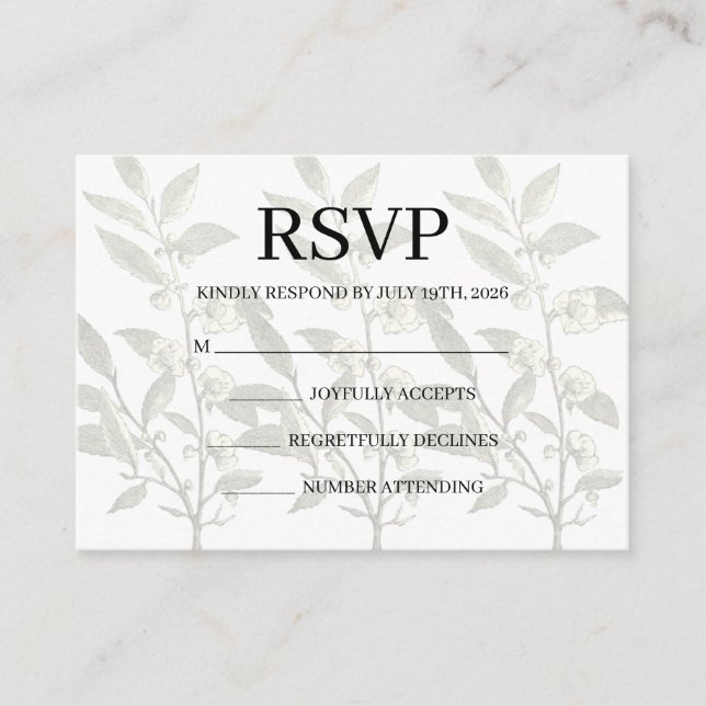 Cartão De Informações Simple Wedding RSVP Enclosure Card (Frente)