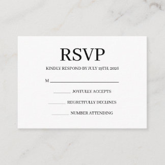 Cartão De Informações Simple Wedding RSVP Enclosure Card