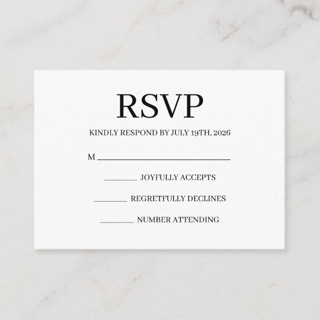 Cartão De Informações Simple Wedding RSVP Enclosure Card (Frente)