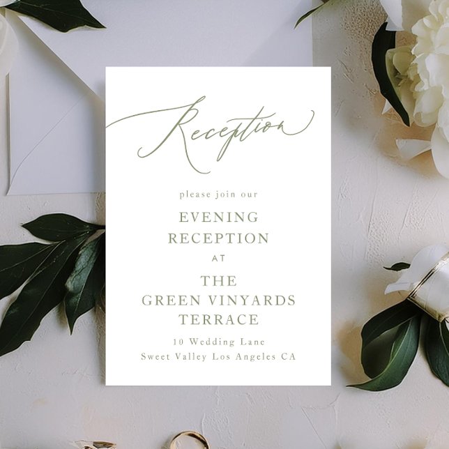 Cartão De Informações Simples Caligrafia Moderna em Verde e Branco (Criador carregado)