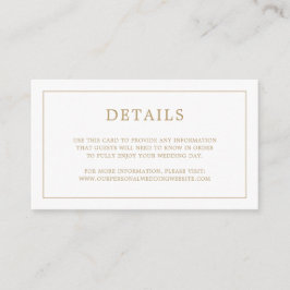 Cartão De Informações Simples Casamento Dourado Monograma Elegante
