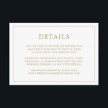 Cartão De Informações Simples Casamento Dourado Monograma Elegante<br><div class="desc">Simples cartão de cerimônia de casamento com um design elegante e eterno com seus detalhes de casamento cercado por uma fronteira fina. A parte de trás tem seu monograma no meio, dentro de uma borda. Todo texto está em tom dourado, sobre fundo branco. A cor da fonte pode ser alterada...</div>